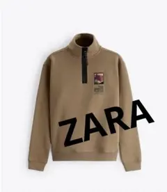 ZARA スウェット　裏起毛　ハーフジップ トレーナー Sサイズ　ブラウン　茶色