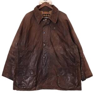 90年代 Barbour バブアー BEAUFORT ビューフォート レザージャケット3ワラント ブラウン (メンズ 2XL) 中古 古着 A0160