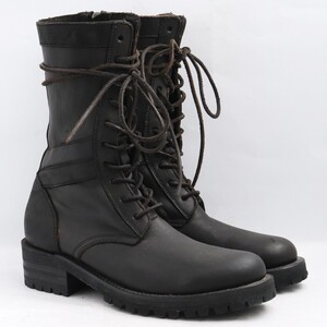 23.5cm ISAMU KATAYAMA BACKLASH レザーコンバットブーツ ブラック レディース イサムカタヤマバックラッシュ レースアップ Combat boots