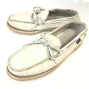 スペイン製★パラブーツ/PARABOOT/MARINEモデル★本革/マッケイ製法/モカシン/デッキシューズ【9/27.5/白/WHITE】スリッポン◆pi-134