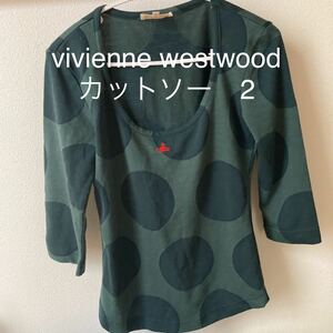 used 美品　即決　送料無料♪ 日本製　vivienne westwood ＲＥＤ　LABEL 7分袖　トップス　カットソー　2 ポリエステル51％　綿49％