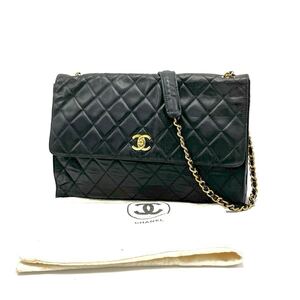 1円 良品 CHANEL シャネル マトラッセ ターンロック ココマーク ラムスキン チェーン ショルダー バッグ eK0123A