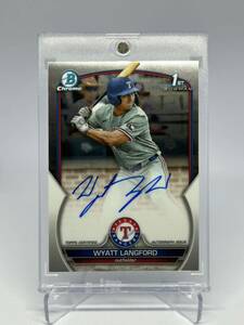 【1円スタート】2023 Topps Bowman Draft Wyatt Langford 直筆サインカード Autograph MLB Chrome 1st Auto 2024 RC Paul Skenes 同期