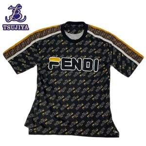 ※同梱不可※◆大幅値下げ！◆FENDI フェンディ　XFILA　半袖Tシャツ　メンズ　FS7011ASH1　黒　Sサイズ　中古B【辻屋質店A2545】