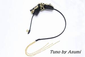 【B371】Tuno by Azumi チュノバイアズミ リボン タッセル チェーン カチューシャ ブラック 髪留め【送料全国一律198円】