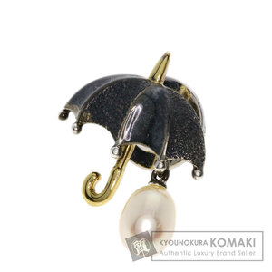 MIKIMOTO ミキモト ピンブローチ 淡水パール 真珠 アンブレラモチーフ ブローチ シルバー レディース 中古