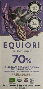 エクイオリ Bean to Bar 70% カカオニブ 83g ×3個