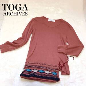 美品 TOGA ARCHIVES トーガ アーカイプス パッチワーク 長袖 カットソー アート コットン ロンティ レディース ブランド