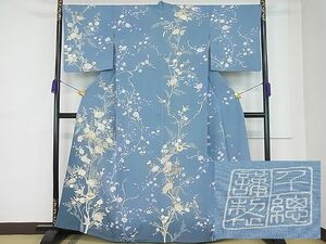 平和屋1■極上　創業460年・千總　訪問着　刺繍　草花文　暈し染め　金彩　藍鼠色地　松坂屋扱い　逸品　未使用3s20243