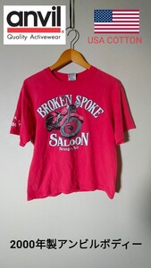 2000年製アンビルボディー Broken Spoke Saloon Tシャツ アメリカ製Mサイズ バイカー バイク ハーレー　