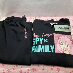 SPY×FAMILY ルームウェア レディース M 黒 裏起毛 暖かい パジャマ スウェット 長袖 上下セット 秋冬 セットアップ トレーナー アーニャ