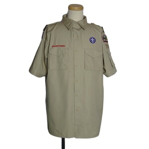 ボーイスカウト シャツ BOY SCOUTS OF AMERICA メンズ Lサイズ アメリカ輸入古着 半袖 ワッペン付き