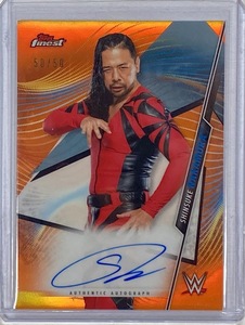 【ラストNo.50/50枚限定】中邑真輔直書きサイン 2020 Topps Finest WWE Orange Refractor Auto