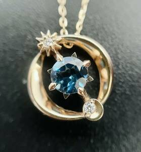 STAR JEWELRY【 スタージュエリー 】D0.01ct K10 ロンドンブルートパーズ ネックレス