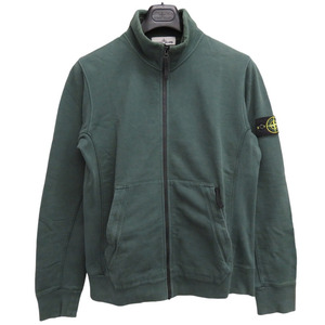 美品 ストーンアイランド フルジップ スタンドカラー ロゴパッチ ジャケット スウェット コットン グリーン 0204 STONE ISLAND