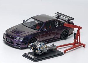 ▲最後1台！Engine Version！世界999台！MotorHelix 1/18日産 GTR R34 スカイライン GT-R Z-TUNE Nismo CRS VER Midnight Purple III MH