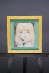 真作 水森亜土「プリシラパリス」リトグラフ 画寸(24cmx28cm) 直筆サインあり 200部限定 人気イラストレーター 可愛らしい少女 希少作品