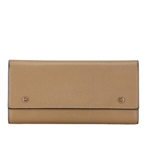 セリーヌ ラージフラップ 長財布 SPG5125 ベージュ レザー レディース CELINE 【中古】