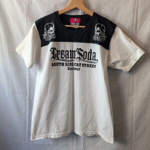 【送料370円】CREAM SODA クリームソーダ Tシャツ メンズ M 半袖 カットソー 白 プリント ロカビリー パンク ロック