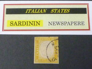 24　M　№13　イタリア切手 SARDININ　1855-63年　SC#14a　80c　使用済　【近年版SC評価 $360】　※説明欄必読