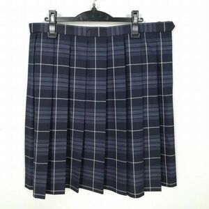 1円 スクールスカート 大きいサイズ 冬物 w92-丈59 チェック 中学 高校 プリーツ 学生服 制服 女子 中古 IN9787