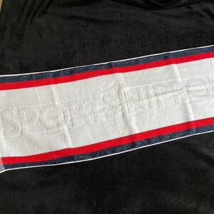 レトロ　SPORTS NIPPON スポーツタオル フェイスタオル　紺　赤　33×88センチ　長期保管品