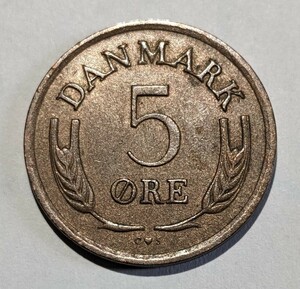 ’1965　デンマーク　DANMARK　５オーレ　硬貨　流通品　RH24012