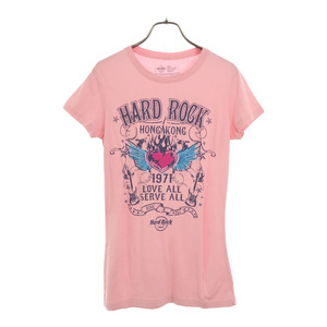 ハードロックカフェ HONG KONG 半袖 Tシャツ S ピンク HARD ROCK CAFE レディース