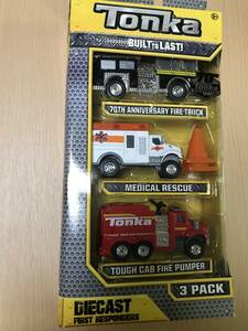 🏁トンカ/３台セット/TONKA/DIECAST FIRST RESPONDERS 3-PACK/FIRE TRUCK & MEDICAL RESCUE & TOUGH CAB FIRE PUMPER