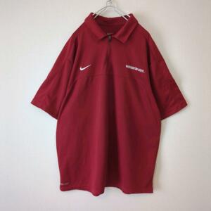 NIKE ナイキ ポロシャツ ジップ 刺繍ロゴ DRI FIT 赤 XL