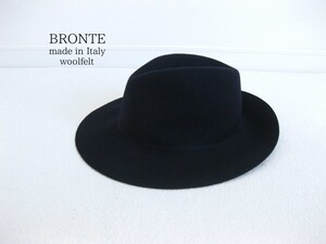 ☆美品☆イタリア製☆BRONTEブロンテ☆ハット帽子☆D.NAVY☆ウールフェルト☆レディース帽子