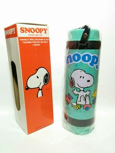 貴重◆昭和レトロ スヌーピー 31cm 水筒 ビンテージ 0.75L 魔法瓶 ピーナッツ SNOOPY ウッドストック アメリカ o18921f