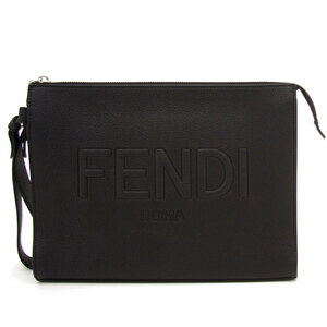 中古美品 ほぼ未使用 フェンディ クラッチバッグ FENDI ROMA ブラック レザー ポーチ 7VA491AMACF0GXN ブランドバッグ メンズ レディース