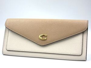 ■【極美品】 COACH コーチ C2622 長財布 ウォレット 小銭入れ 札入れ 二つ折り アイボリー×ベージュ系 ブランド品 レディース 女性用 