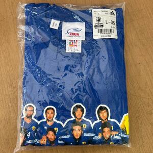 未開封品 キリン×アディダス KIRIN × adidas Tシャツ フォトプリント サッカー キリンチャレンジカップ2003 半袖 L ブルー 青 非売品