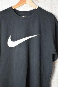 ☆US古着 NIKE ナイキ Tシャツ スウォッシュ プリント ブラック黒【L】コットン　　　　◆3133◆