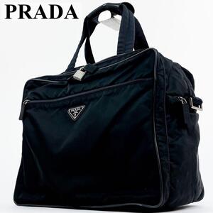 PRADA プラダ ビジネスバッグ ブリーフケース ハンドバッグ 三角ロゴプレート 黒 ナイロン A4可能 白タグ 正規品 メンズ ビジネス 通勤