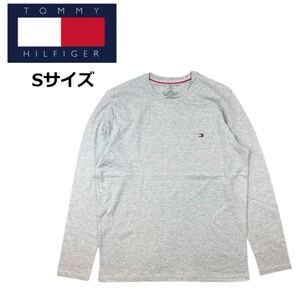 トミーヒルフィガー ロンT 長袖 Tシャツ 刺繍ロゴ 09T3118 グレー Sサイズ ワンポイントロゴ クルーネック メンズ TOMMY HILFIGER 新品