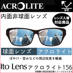 アクロライト156 レンズ 単品販売 レンズ交換可能 イトー 内面非球面 レンズ1.56（２枚） UVカット機能付
