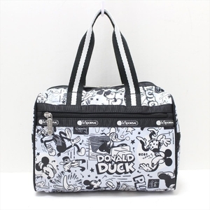 レスポートサック LESPORTSAC ハンドバッグ - レスポナイロン 白×黒 Disney100 Collection by LeSportsac/Disneyコラボ 美品 バッグ