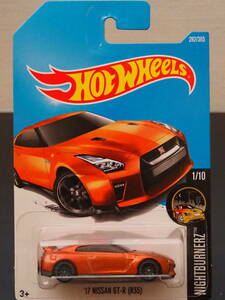 ホットウィール NISSAN SKYLINE GT-R R35 17 橙 メタリック ラメ スカイライン ミニカー ドリフト 仕様 走り屋 スポーツカー HOT WHeeLs