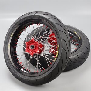 ♪DR-Z400SM/SK44A 純正 17インチ モタードホイール 前後SET ステンレススポーク付 難有り (S1226A18) 2007年式