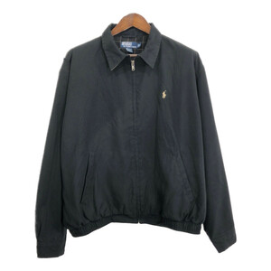 Polo by Ralph Lauren ポロ ラルフローレン スムースポリ スイングトップ ワンポイントロゴ ブラック (メンズ XL) 中古 古着 R3519