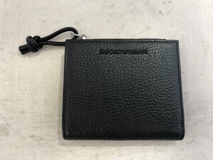 【EMPORIO　ARMANI】エンポリオアルマーニ　二つ折り財布　ブラック　レザー　SY02-GHZ