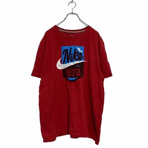 NIKE 半袖 プリントTシャツ XL レッド ブルー ホワイト ナイキ ビッグサイズ クルーネック EST1972 古着卸 アメリカ仕入 a603-6555