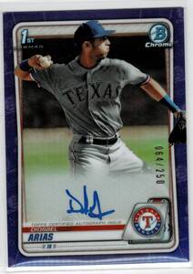 2020 Bowman Chrome Diosbel Arias Auto Purple Refractor /250