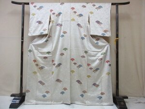 1円 良品 正絹 着物 小紋 縮緬 和装 和服 青海波 カラフル 高級 袷 身丈159cm 裄65cm【夢職】★★★