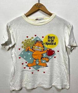 ■ 子供用 70s 70年代 ビンテージ GARFIELD ガーフィールド イラスト シングルステッチ Tシャツ ホワイト アメカジ アニマル ハート ■