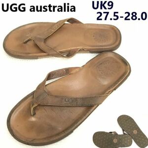 アグ/UGG australia★本革/レザーサンダル【size:UK9/メンズ27.5-28.0/茶/brown】フラット/ビーチ/sandal/Shoes/trainers◆pQ-582