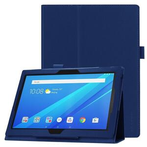 SoftBank Lenovo Tab4 10 / Y!mobile Lenovo Tab4 10 ケース マグネット開閉式 二つ折カバー 高品質PUレザーケース ☆ネイビーブルー